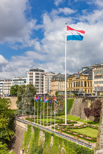 National flag on the Constitution square in Luxembourg city
