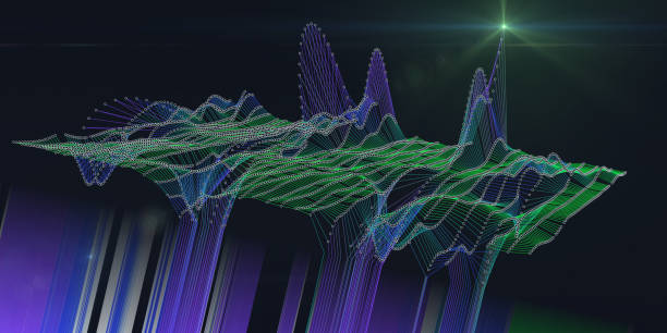 istock Abstract background color graph with white circles in lines and star on dark. Interlacement  technology data concept in virtual space. Big Data. Banner for business, science and technology data analytics. 2090575701