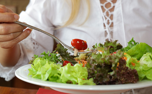 Diet meal with Vegetables salad in a bowl-healthy food  background-copy space