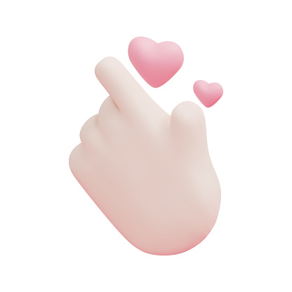 3d i love you icon vector. Isolated on white background. 3d valentine, love concept. Cartoon minimal style. 3d hand with heart icon vector render illustration.