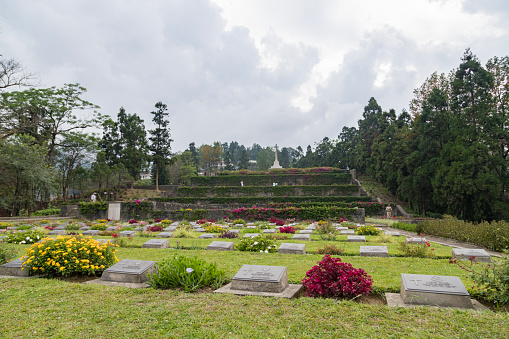 Kohima, nagaland India  9 may 2022. View of the kohima war cemetery, nagaland in India.
