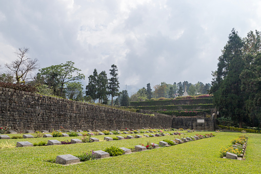 Kohima, nagaland India  9 may 2022. View of the kohima war cemetery, nagaland in India.