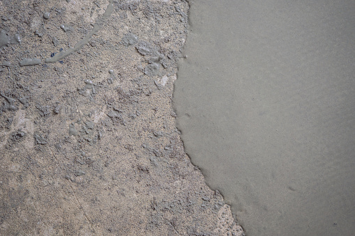 floor partially covering with self-levelling cement mortar.
