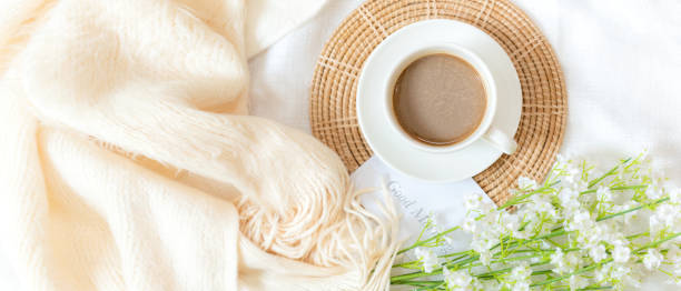istock Writing Text Good Morning on notepad.  Take Care for healthy life.  Coffee cup for relaxation  and break time with  flower, top view.  Lifestyle Health Concept 2090625533