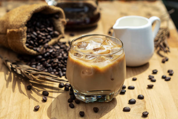 istock Cold Drink. Iced Coffee latte with Milk in nature. 2090644979