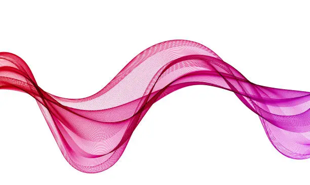 Vector illustration of Red lilac transparent wave on white background, design element