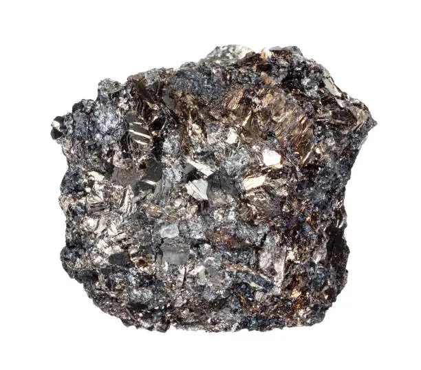 specimen of natural raw native bismuth mineral cutout on white background