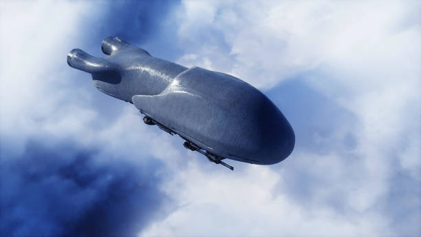 military futuristic ship fly in the clouds. Invasion. 3d rendering