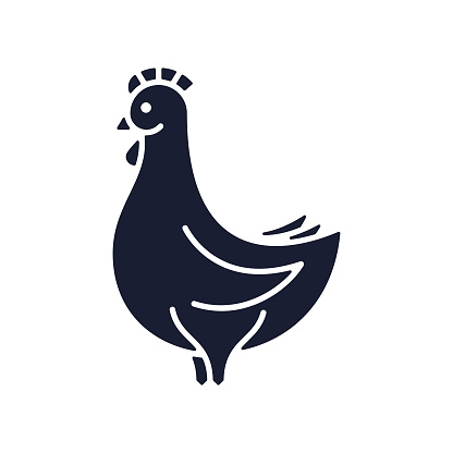 Solid Vector Icon for Chicken