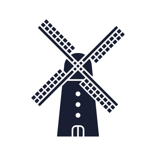 Solid Vector Icon for Windmill