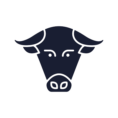 Solid Vector Icon for Bull