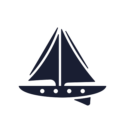 Solid Vector Icon for Sailboat