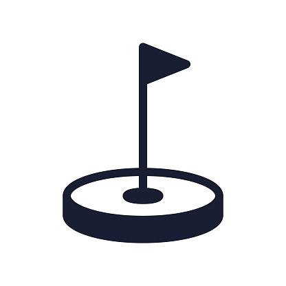 Solid Vector Icon for Golf Flag