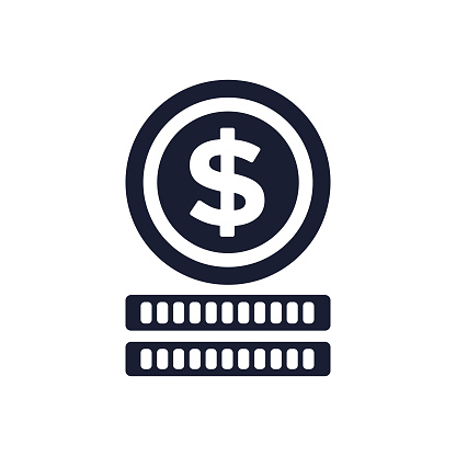 Solid Vector Icon for Coin Money