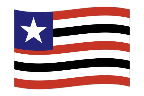 Vector illustration of Waving flag of Maranhao. Vector illustration.