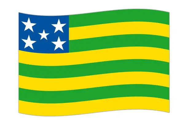 Vector illustration of Waving flag of Goias. Vector illustration.