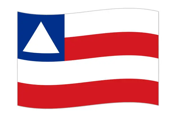 Vector illustration of Waving flag of Bahia. Vector illustration.