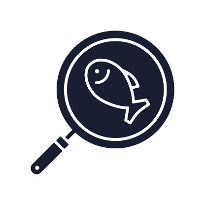 Solid Vector Icon for Fish Restaurant