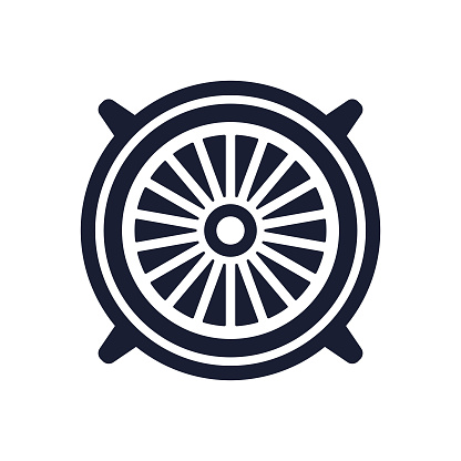 Solid Vector Icon for Jet Engine