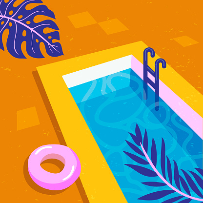 Summer minimalistic pool illustration