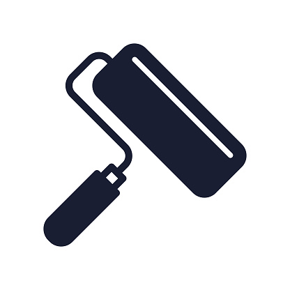 Solid Vector Icon for Roller Brush