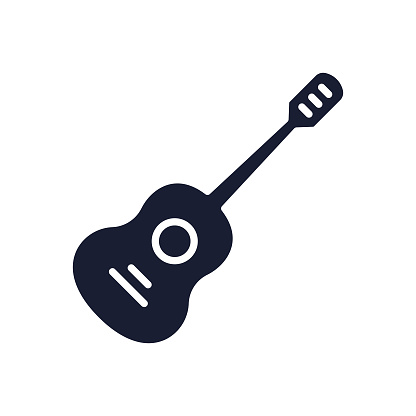 Solid Vector Icon for Guitar