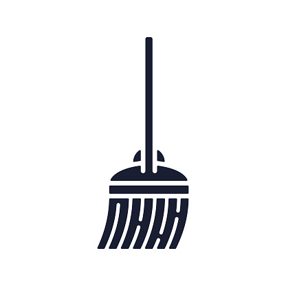 Solid Vector Icon for Broom