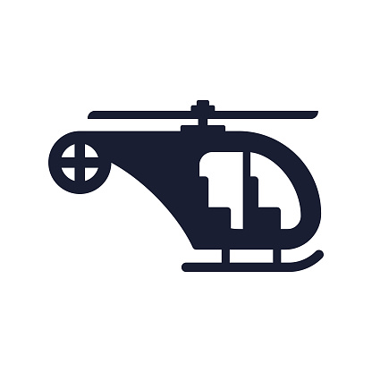 Solid Vector Icon for Helicopter Travel