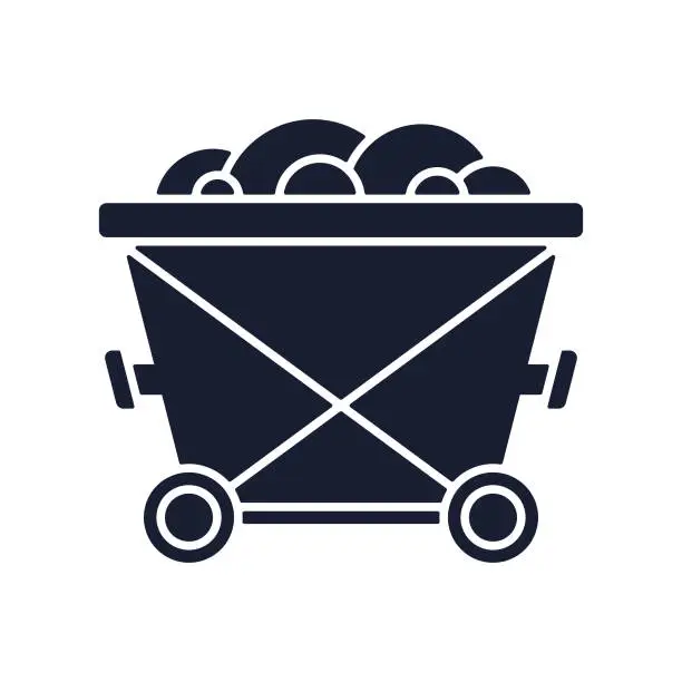 Vector illustration of Solid Vector Icon for Mining Cart