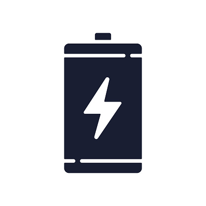 Solid Vector Icon for Recharge Battery