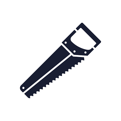 Solid Vector Icon for Hand Saw
