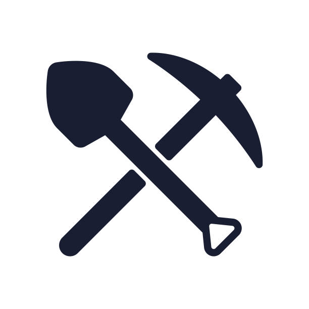 Solid Vector Icon for Mining Tools Solid Vector Icon for Mining Tools archaeology stock illustrations