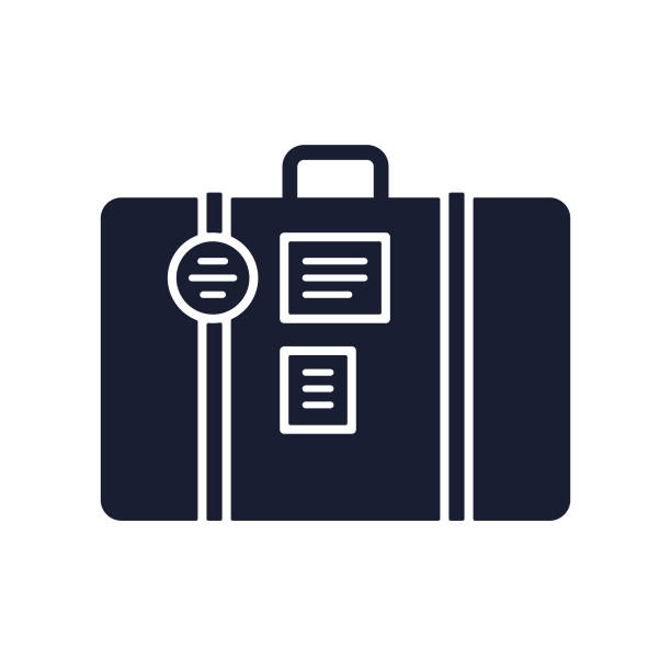 Solid Vector Icon for Travel Briefcase