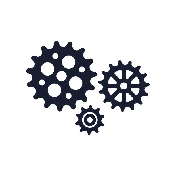 Vector illustration of Solid Vector Icon for Gears Working