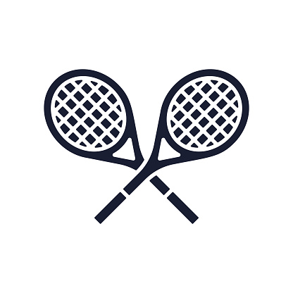 Solid Vector Icon for Tennis Racket