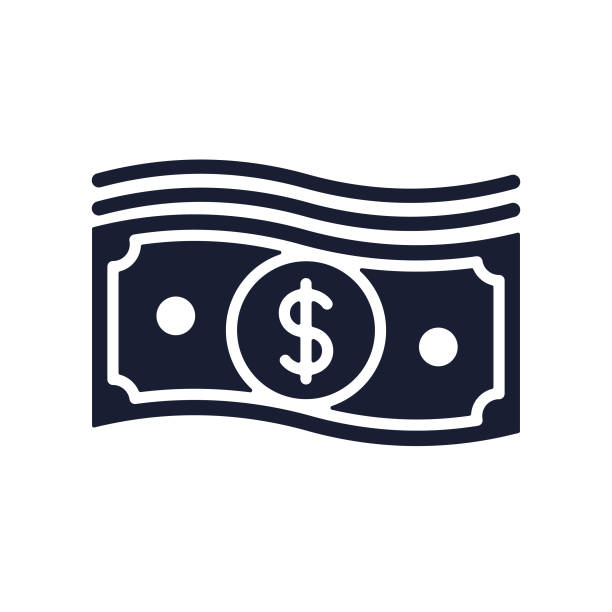 ilustraciones, imágenes clip art, dibujos animados e iconos de stock de icono de vector sólido para la moneda del dólar - billete de cien dólares estadounidenses