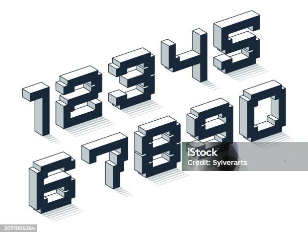 Geometry Numbers Design Minimal Geometric Cyberpunk 3d Numbers Vector Dimensional Numerals In ...