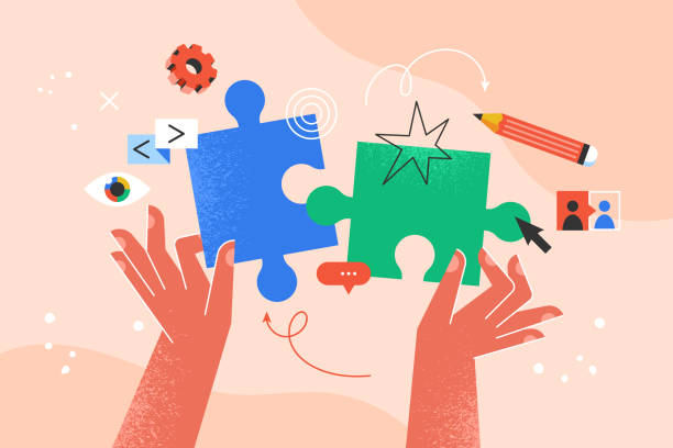 bildbanksillustrationer, clip art samt tecknat material och ikoner med modern creative concept for searching solutions, brainstorming and planning strategy. business vector illustration for social media, banner or presentation template - illustration