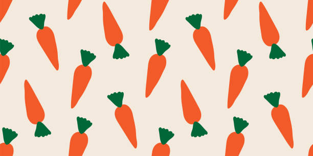 Hand drawn cute carrots seamless pattern Hand drawn cute carrots seamless pattern. Pattern swatch ready in vector color swatch panel. Can be used for textile, fabric print, wallpaper-decor, wrapping paper, home decor, clothing. banner, cover, cards and more carrot stock illustrations