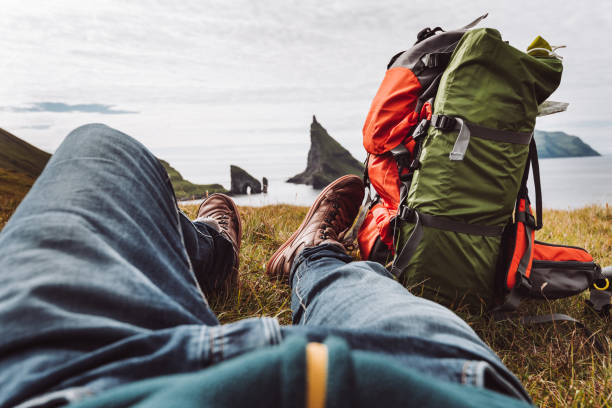 hiking equipment on the landscape