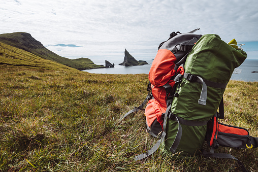 hiking equipment on the landscape