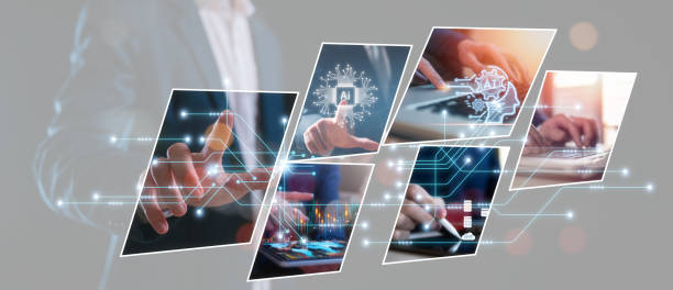 istock Ai tech, multi exposure of businessman show virtual Global Internet connect Chat with AI cyber security trading investment using ai tech and data analysis 2091111988