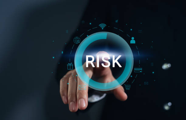 istock Businessman hand pressing button on screen, Risk management concept. 2091186695
