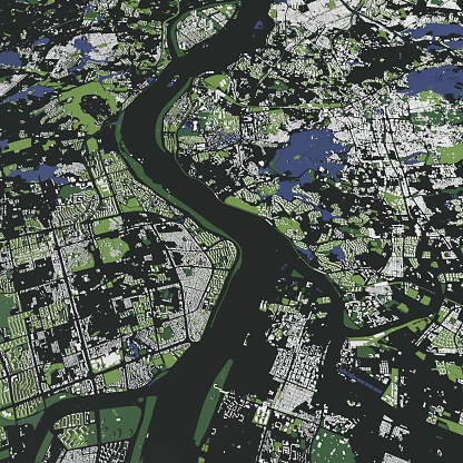 3D illustration of Seoul city and mass buildings