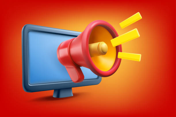 istock Modern tv with loudspeaker on red background. Breaking news concept. 3d vector illustration 2091200922