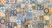 Oriental style tiles with mosaic patterns background