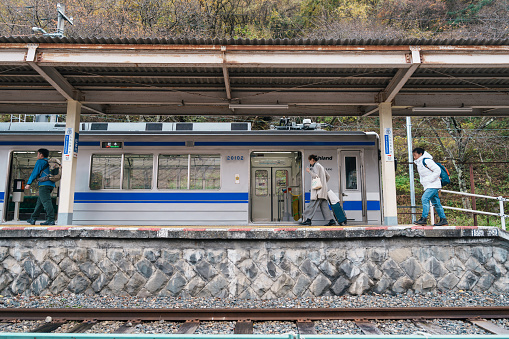 Shinshimashima station is a railway station in Matsumoto, Nagano, Japan, operated by the private railway operating company Alpico kotsu. Nagano, Japan, 12 November 2023