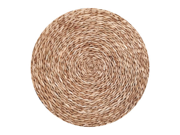 istock Circle Wicker straw stand isolated on a white background, top view. 2091243459