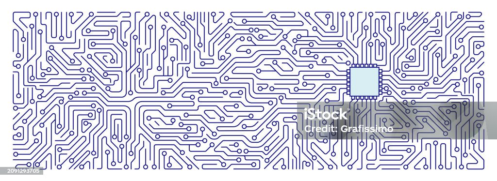 Computer Built Rectangle Computer Chip With Circuit Board In A Rectangle Stock Illustration ...