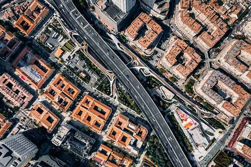 Aerial View of the City Traffic Qingdao / China